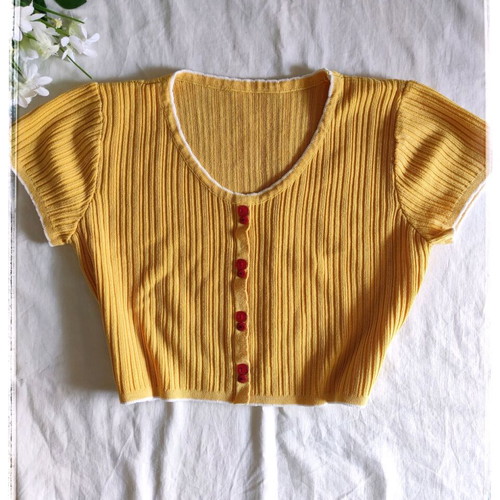 Summer crop top ribbed yellow XS used