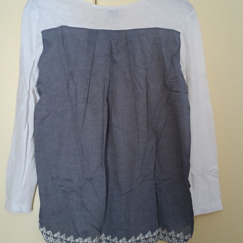 Esante women's long-sleeve blouse new, white and blue, size XL