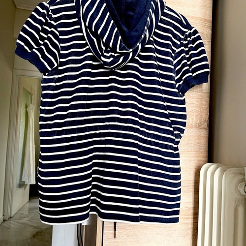 Sugarfree striped short-sleeve jacket white and dark blue like new, size XL
