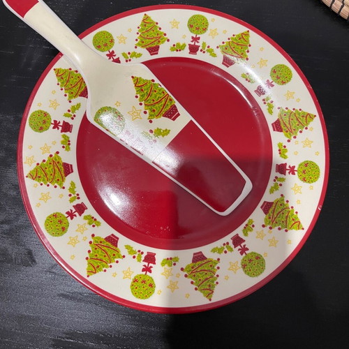Christmas plate with big spoon used