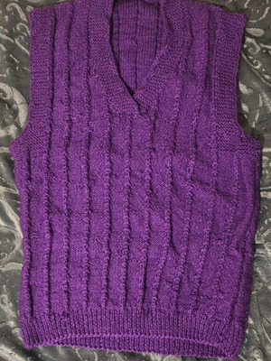 Purple sleeveless sweater handmade made to order, size S/M