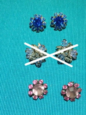 Vintage clip-on earrings used with multicolored crystals
