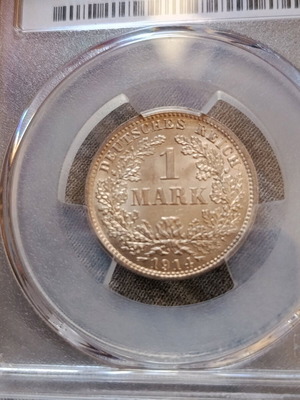 Γερμανία ασημένιο 1 mark 1914 D , PCGS MS65