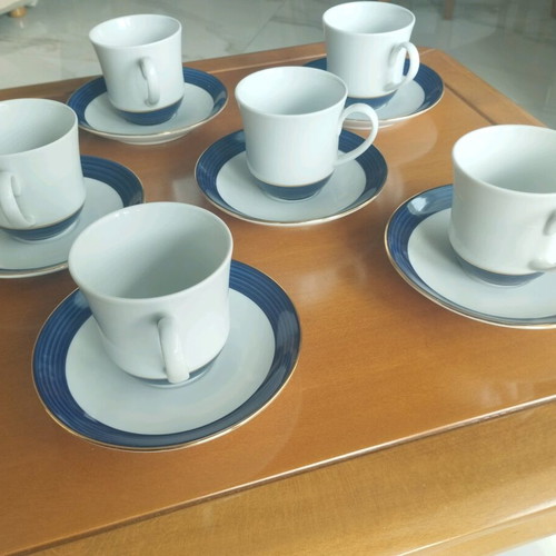 Ionia Cobalt Blue coffee cup and saucer set mint condition, 6 pcs