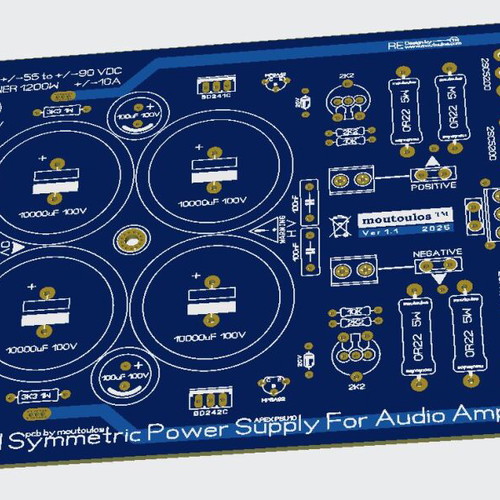 Regulated Symmetric Power Supply PCB for Audio Amplifiers New
