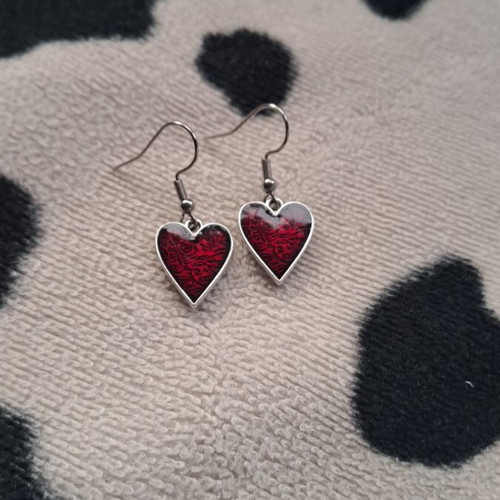 Handmade earrings new, red and silver