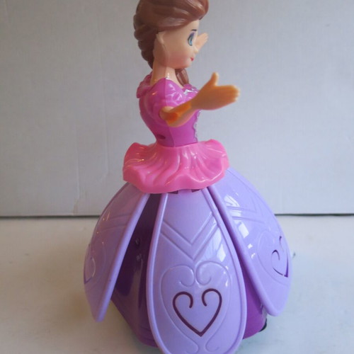 Disney Frozen Spinning Princess Anna 3D figure used, pink with light and music