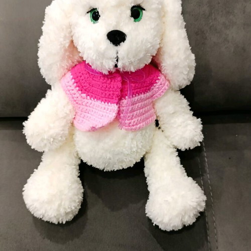 Handmade knitted puppy made to order with plush yarn
