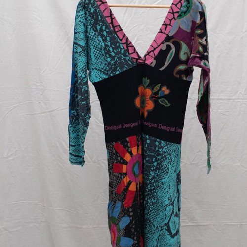 Desigual midi dress with long sleeve size M used multicolor