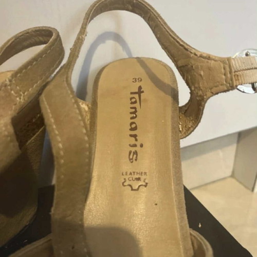 Tamaris platform shoes used, beige, size 39