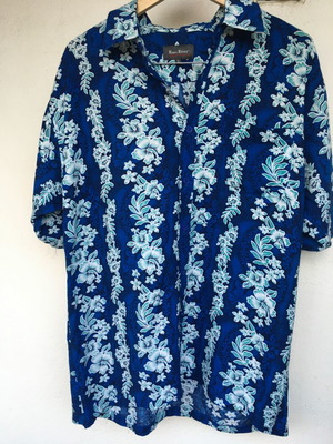 Vintage 100% Viscose Summer Shirt L Like New Blue