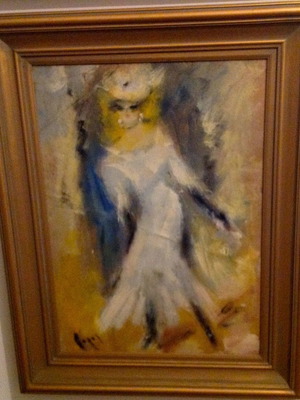 Doris paintings used, set of 2, wooden frame with glass