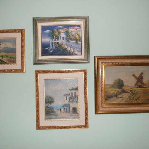 Paintings like new, set of 4 with frames