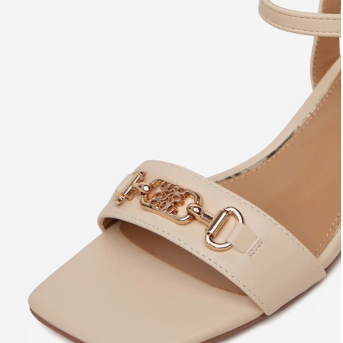 Nine West women's ivory sandals, block heel