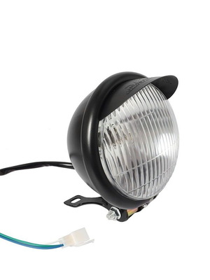 Retro Motorcycle Black Headlight New, Universal 12V Halogen