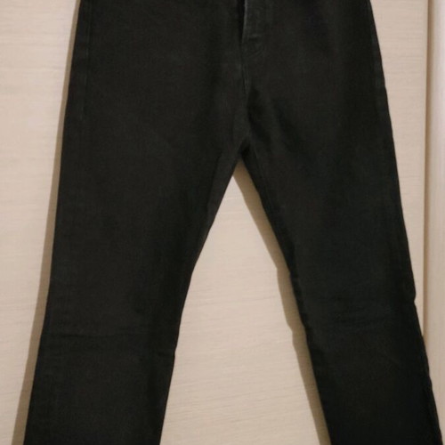 Mango black denim jeans crop with frayed hem like new