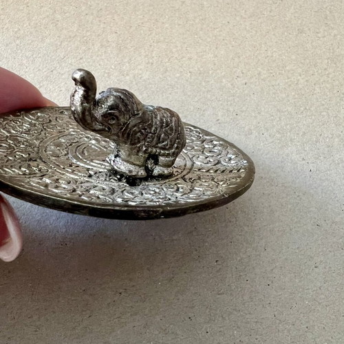 Metallic Elephant Incense Holder like new with lotus design