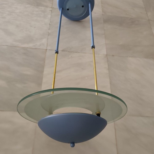 Vintage ceiling pendant light used, metal and glass