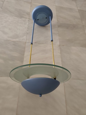 Vintage ceiling pendant light used, metal and glass