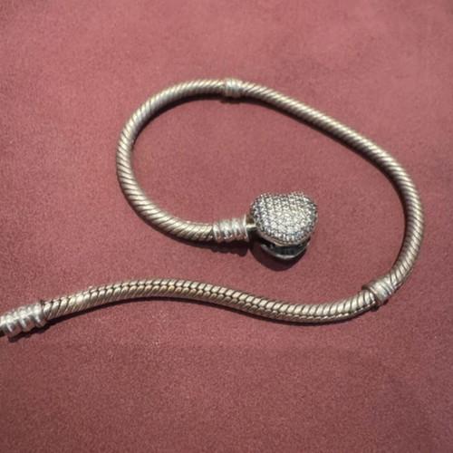 Pandora bracelet used, silver, with box