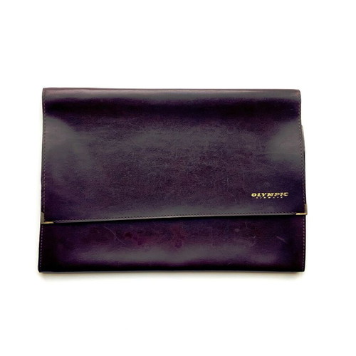 Olympic Airways leather briefcase-folder used, 1970s