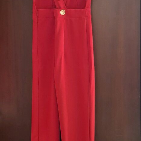Brigitte jumpsuit with open back, red, size S
