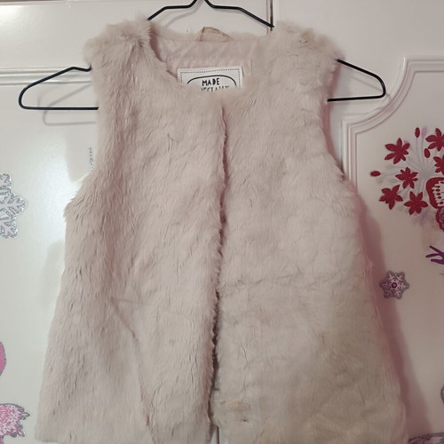 Marks & Spencer fur vest like new, beige for girl 6-7 years old