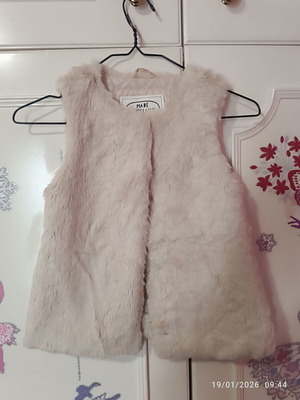 Marks & Spencer fur vest like new, beige for girl 6-7 years old