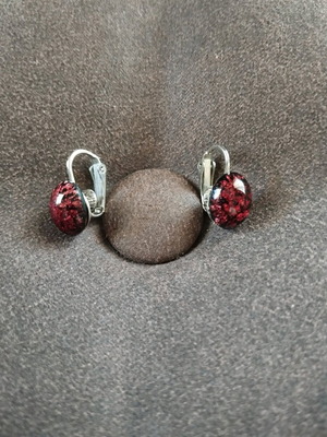 Clip earrings like new, red and silver