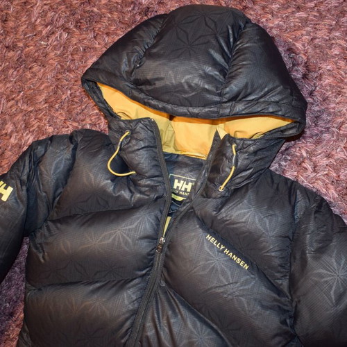 Helly Hansen women's down jacket with snowflakes size S used, black