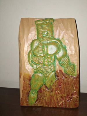 Vida-βίδας Alien Wood Carving Handmade Sculpture