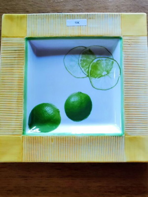 Square porcelain serving platter from Portugal, new, summer colors