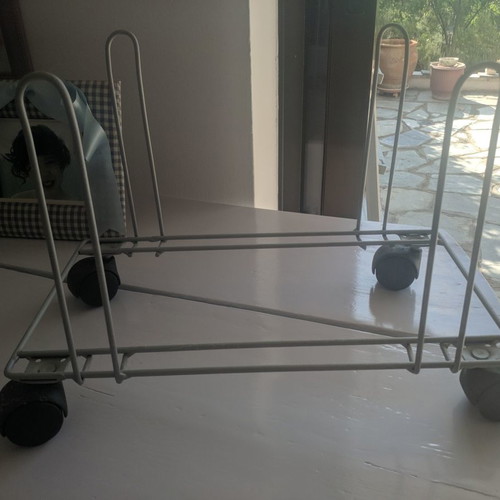 Metal computer tower stand like new with wheels