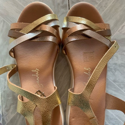 Oh My Sandals girls' sandals size 37 like new, beige and gold
