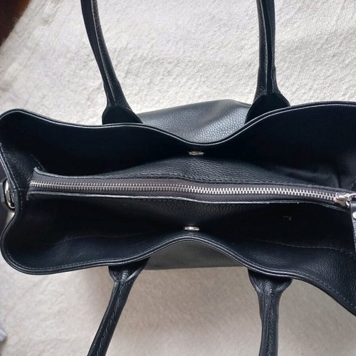 Italian large handbag new, genuine leather, black 40×25cm