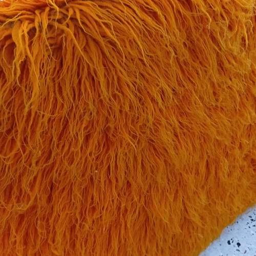 Large wool flokati rug 2.40x2.20 m, bright orange