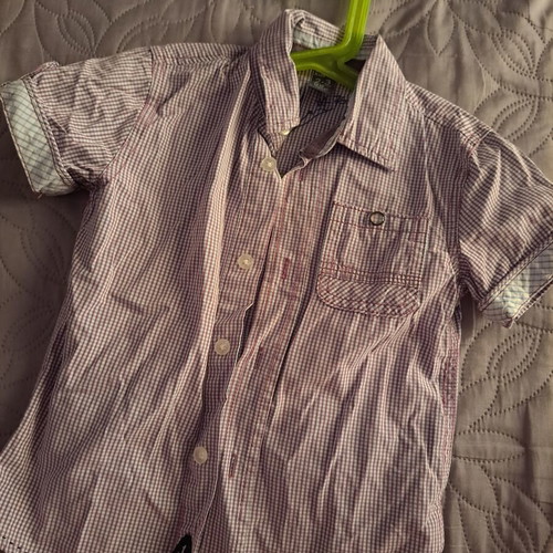 Zara kids' shirt No 3 like new, cotton plaid red and white