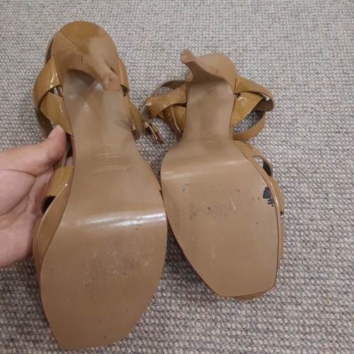 YSL Saint Laurent Tribute patent leather sandals used, size 41