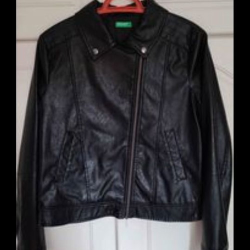Benetton Kids Leather Jacket Black, Size 12 Years, New