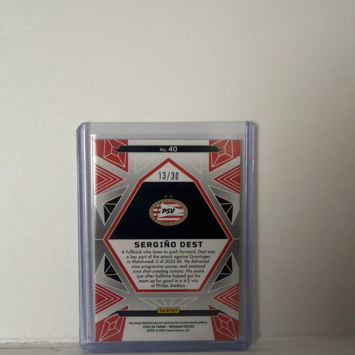 2025-26 Panini Obsidian Soccer Sergino Dest card /30