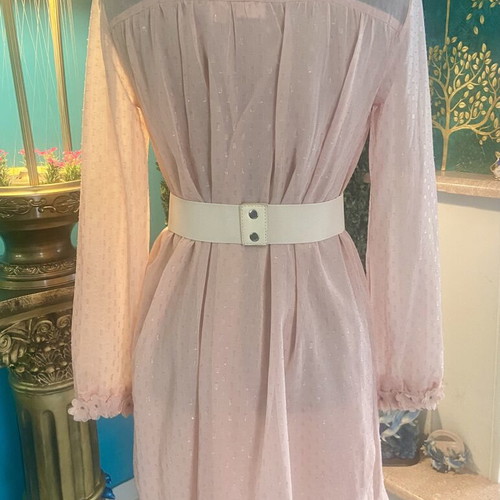 Salmon chiffon dress with 3D flowers