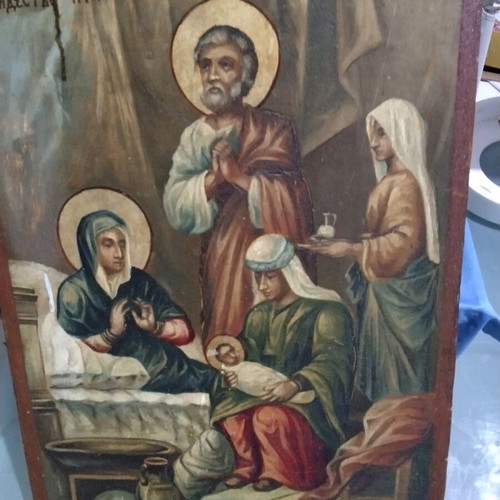 Religious icon The Nativity used 1930-40, 42x30 cm from Drama