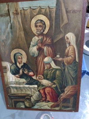 Religious icon The Nativity used 1930-40, 42x30 cm from Drama