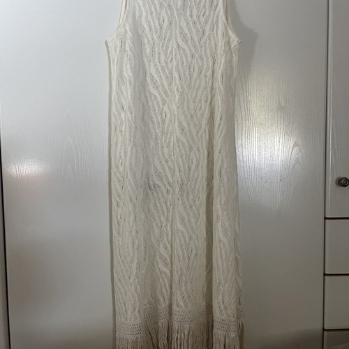 Boho dress-kaftan Zara large beige, like new, straight cut with fringes