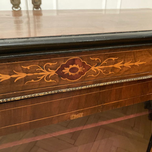 Marquetry display cabinet used, walnut with velvet lining