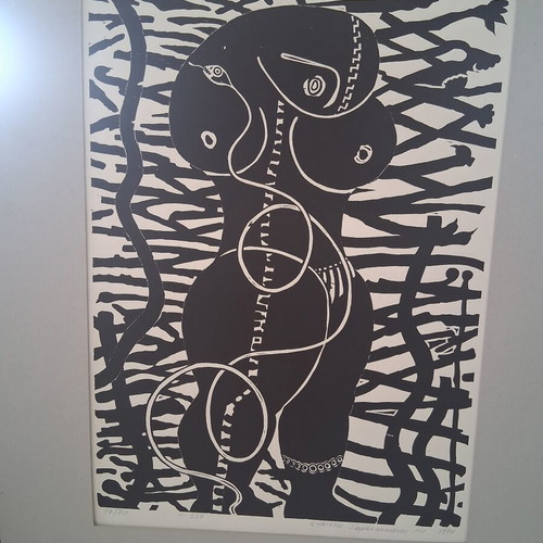 Monotype Woodcut Artwork by Christos Sarakatsianos 1994 Black and White
