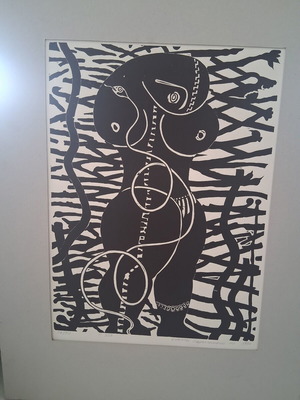 Monotype Woodcut Artwork by Christos Sarakatsianos 1994 Black and White