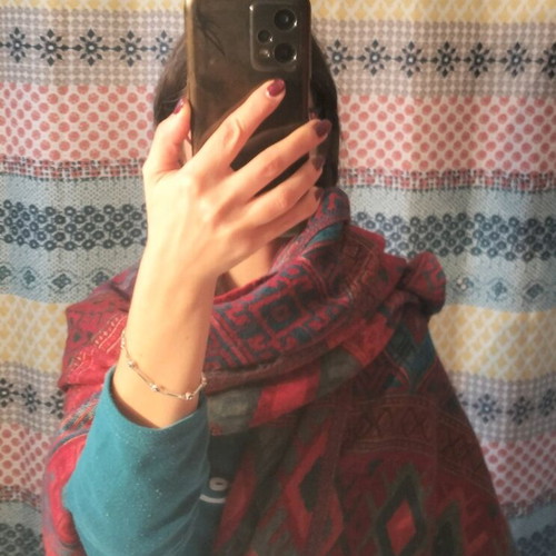 Long scarf like new with ethnic patterns, multicolored