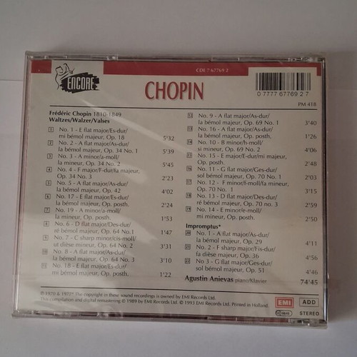 Chopin Valses Nos 1-19 and Impromptus Nos 1-3 CD new, classical