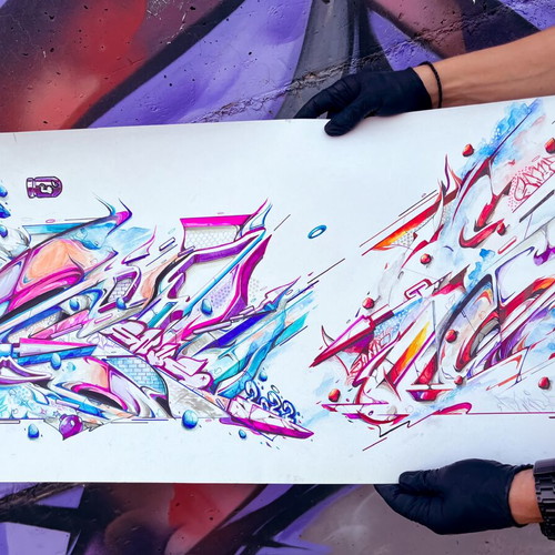 Original Artwork Graffiti Collision 2022 mixed media on paper new